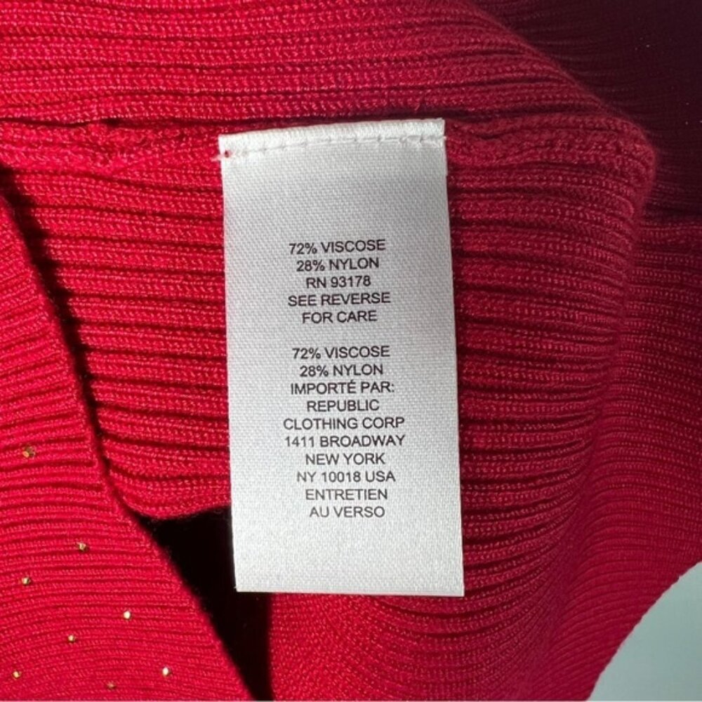 NWT‎ TAHARI T Fiery Red Viscose Blend Small Gold Sparkles Sleeveless Top Blouse - Picture 8 of 8
